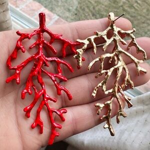 Red Coral Branch Earrings